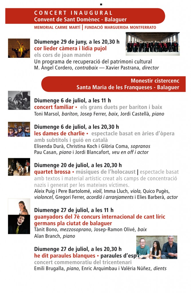 Programa Juliol de Música i Poesia 2014