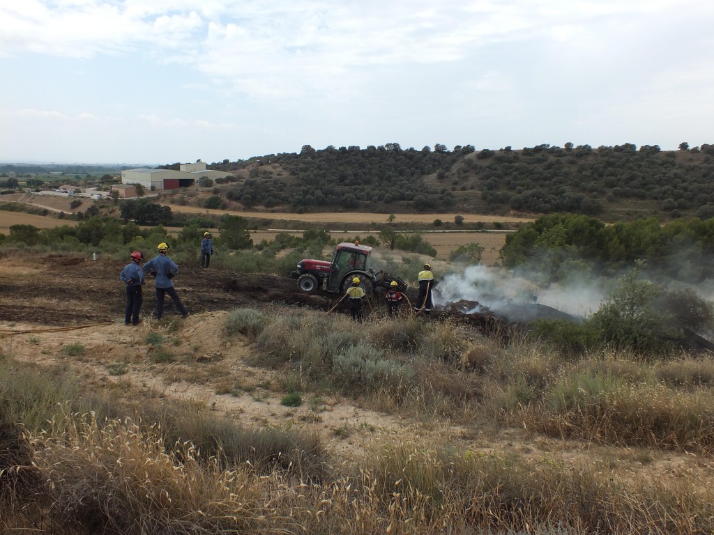 Bombers treballen per a extingir l'incendi (Foto: Aj. Balaguer)