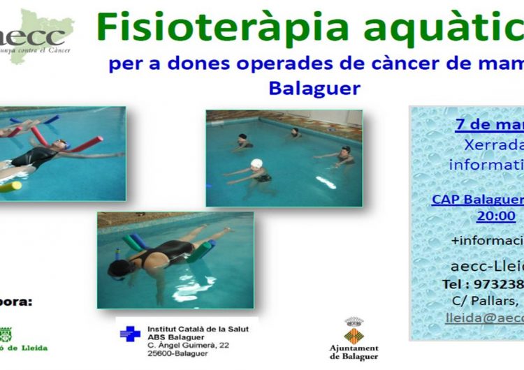 Nou Programa de Fisioteràpia Aquàtica a Balaguer per a dones afectades de càncer de mama